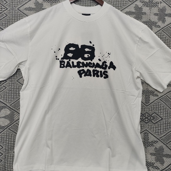 Balenciaga Other - Balenciaga White T-Shirt with Black Graphic Logo